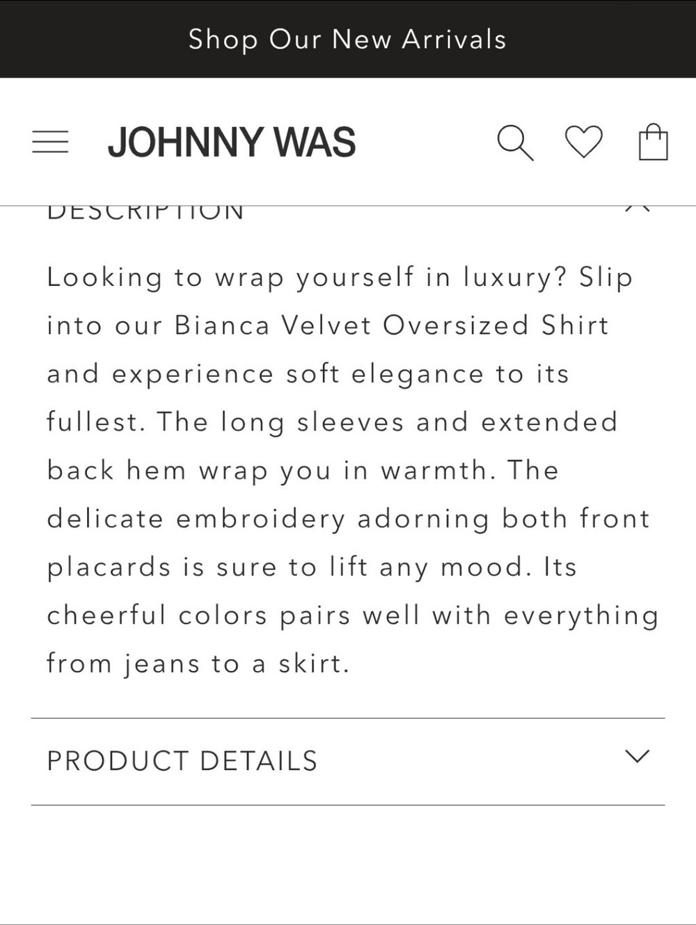 Johnny Was BIANCA Velvet Oversized Shirt Medium - Picture 13 of 14